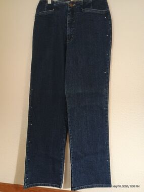 Thompson Dark Blue Straight-Leg Jeans with Side Studs